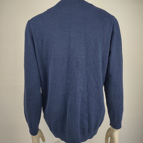 NWT J. Crew Mercantile blue 100% Cotton V-Neck bow pullover sweater ladies Large - Picture 4 of 7